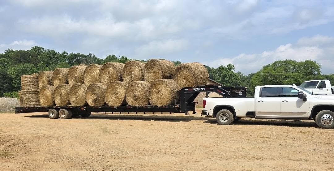 Hay bales loaded for transport during hay season